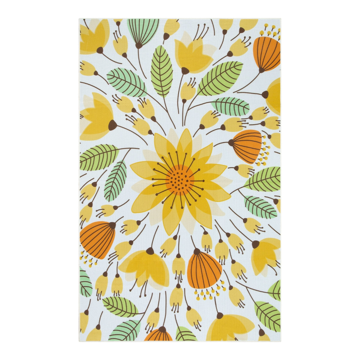 Soleil Washable Floral Yellow Indoor Outdoor Rug Outdoor Rugs Lahome