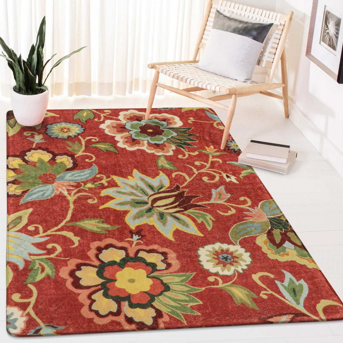 Cloris Paisley Modern Vintage Floral Red/Multi Area Rug