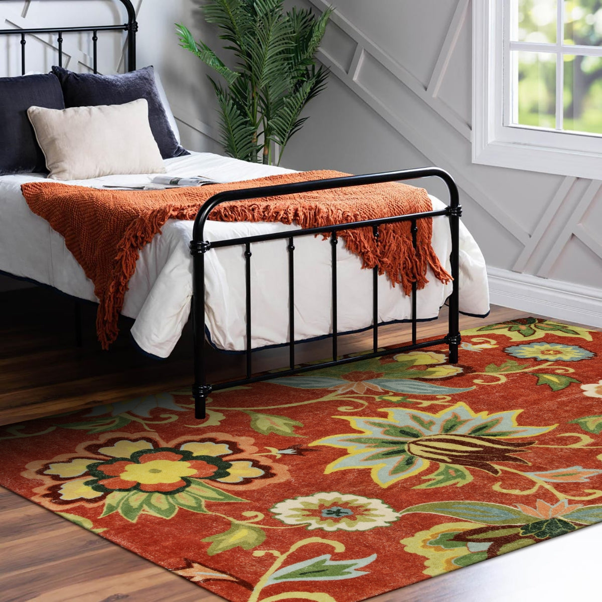 Cloris Paisley Modern Vintage Floral Red/Multi Area Rug