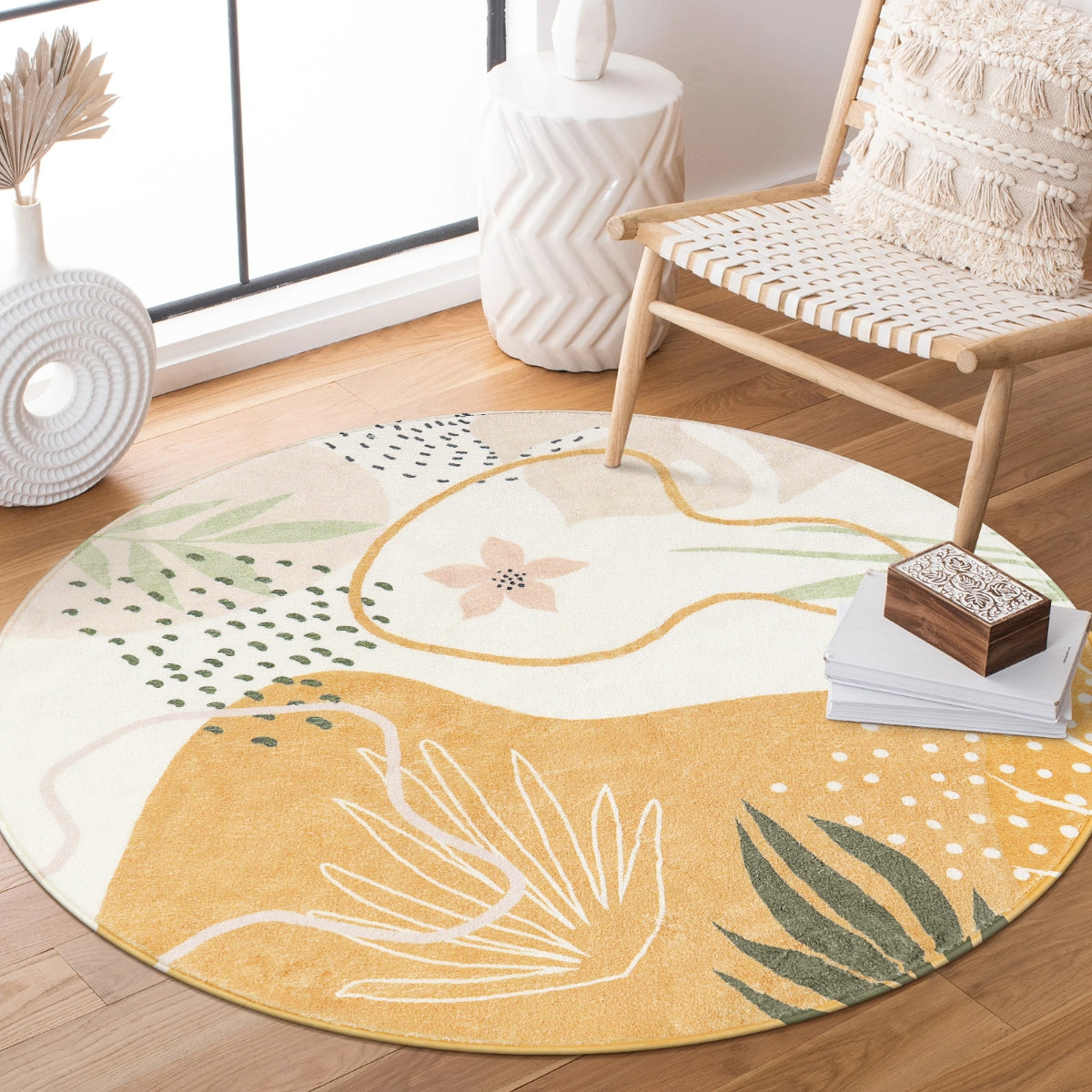 Modern Abstract Forest Botanical Print Kids Area Rug Runner