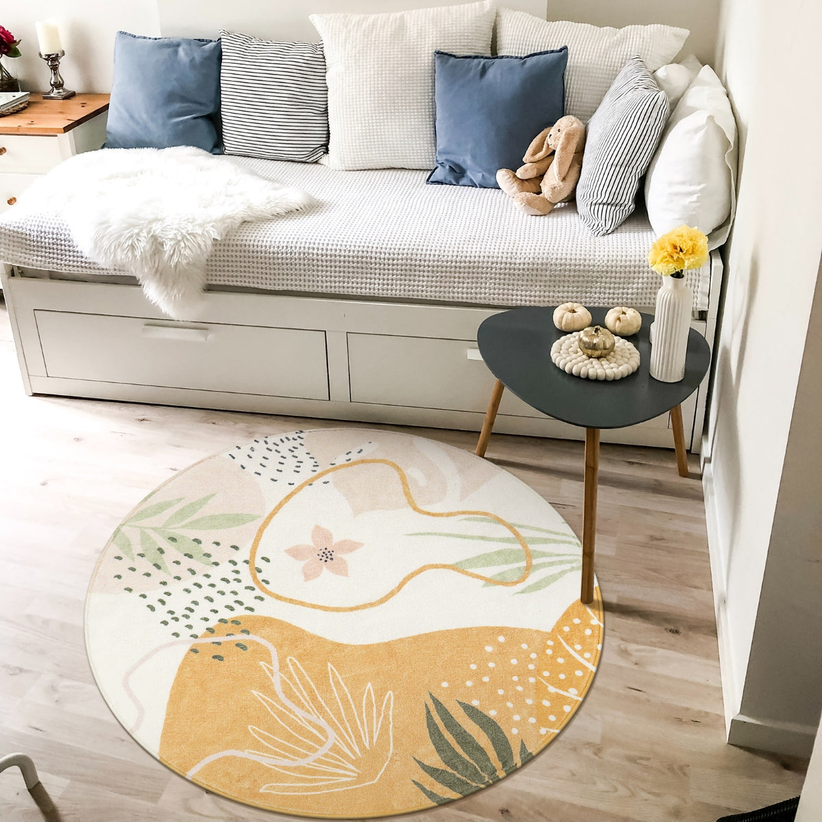 Modern Abstract Forest Botanical Print Kids Area Rug Runner