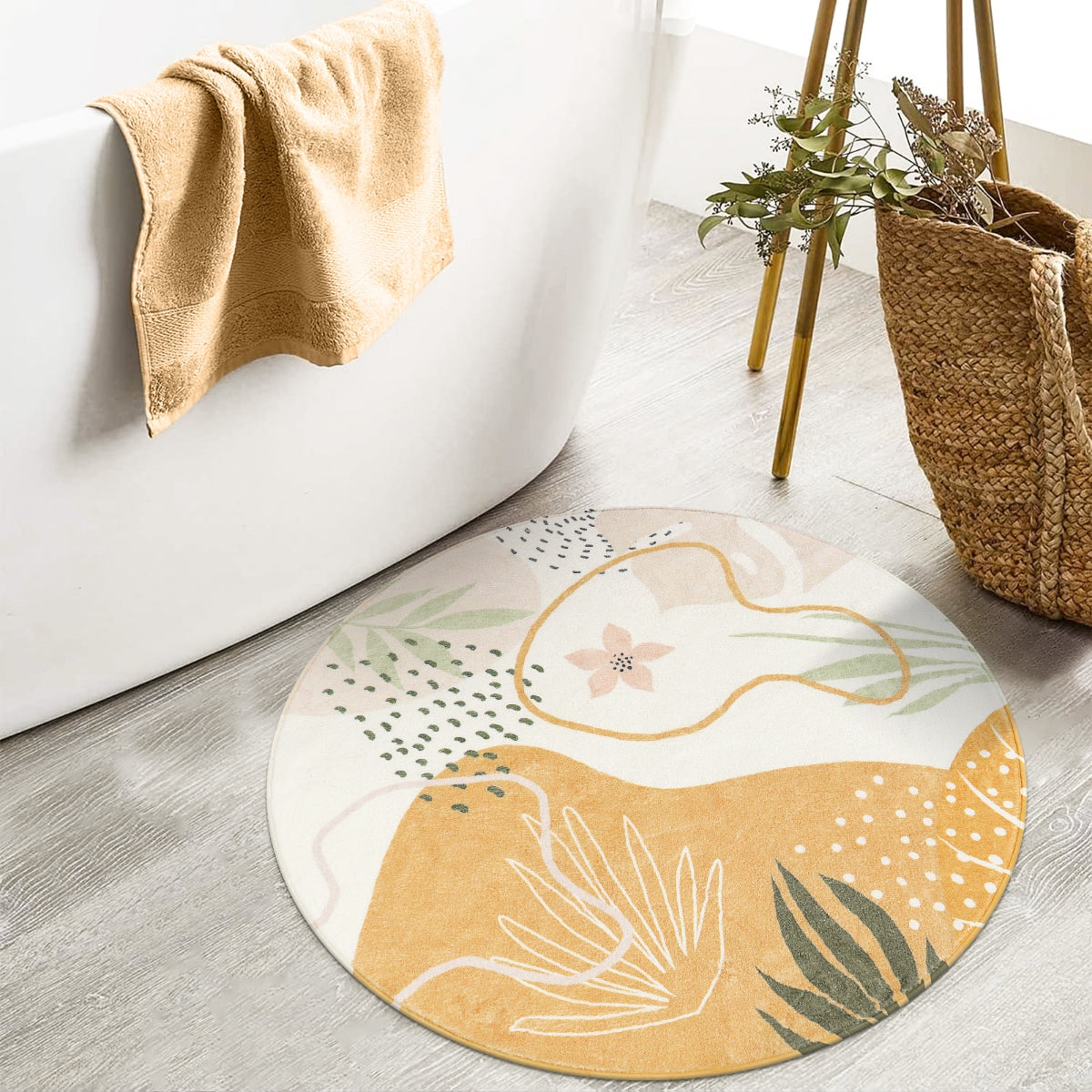 Modern Abstract Forest Botanical Print Kids Area Rug Runner