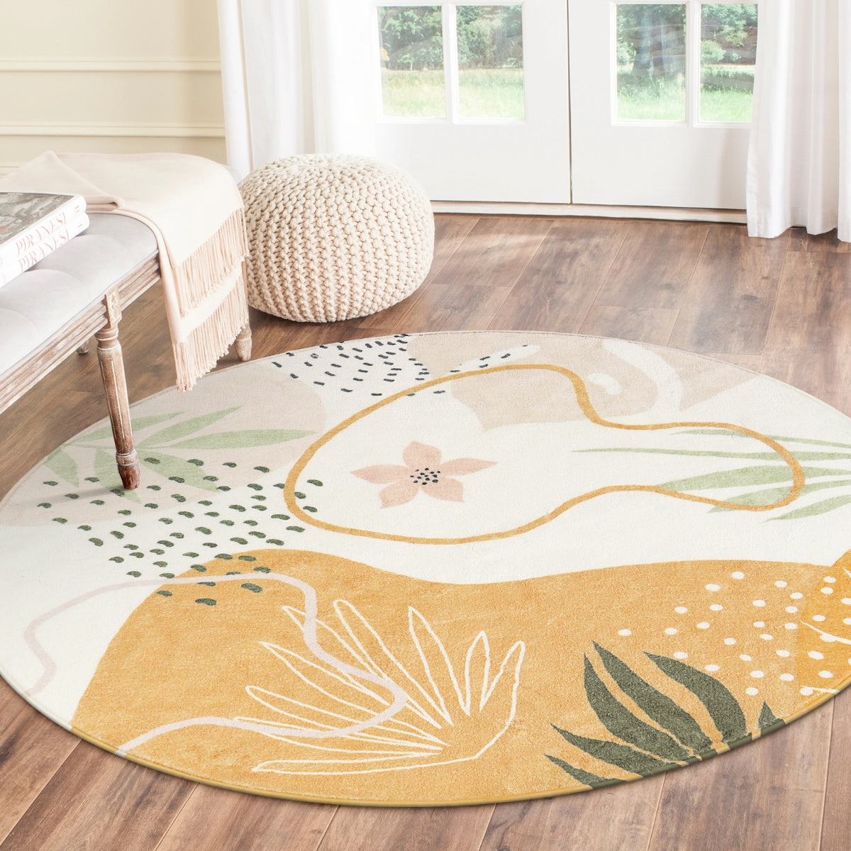 Modern Abstract Forest Botanical Print Kids Area Rug Runner