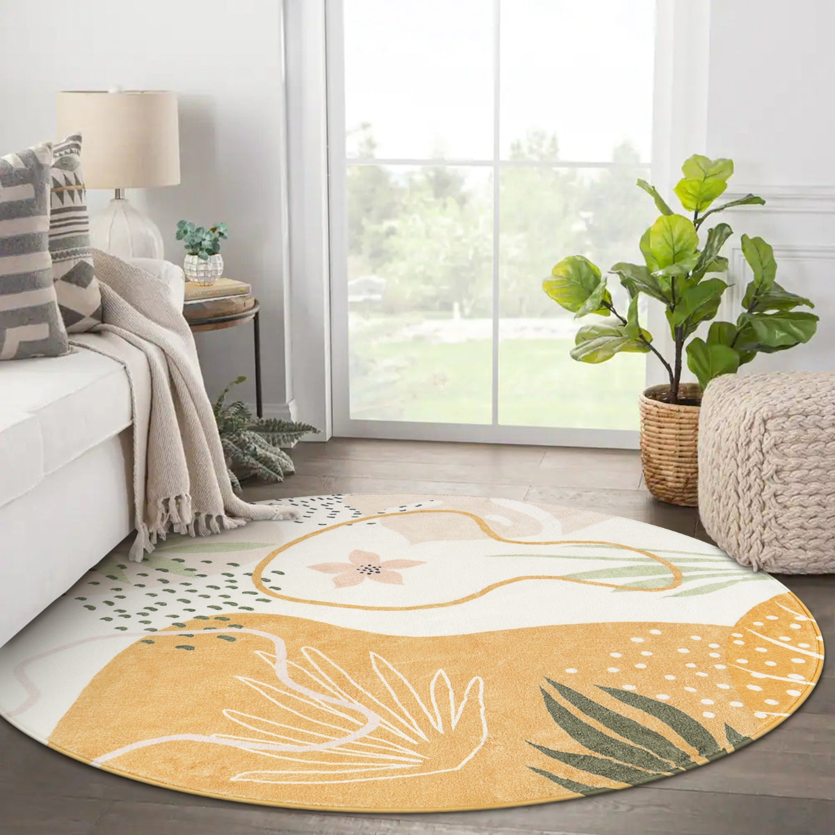Modern Abstract Forest Botanical Print Kids Area Rug Runner