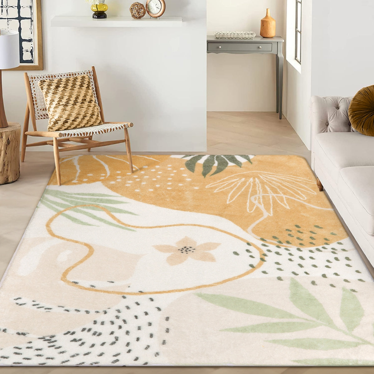 Modern Abstract Forest Botanical Print Kids Area Rug Runner