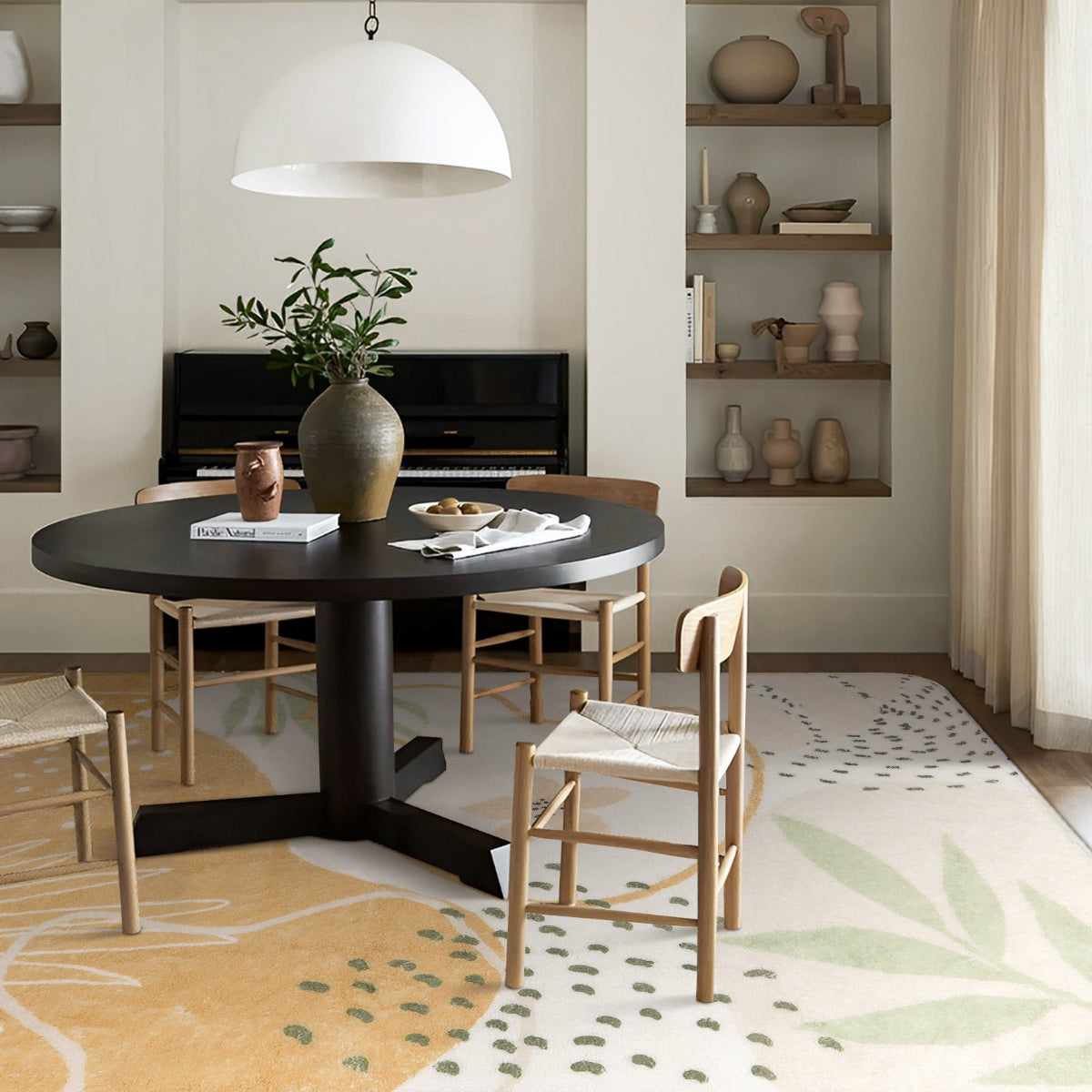 Modern Abstract Forest Botanical Print Kids Area Rug Runner