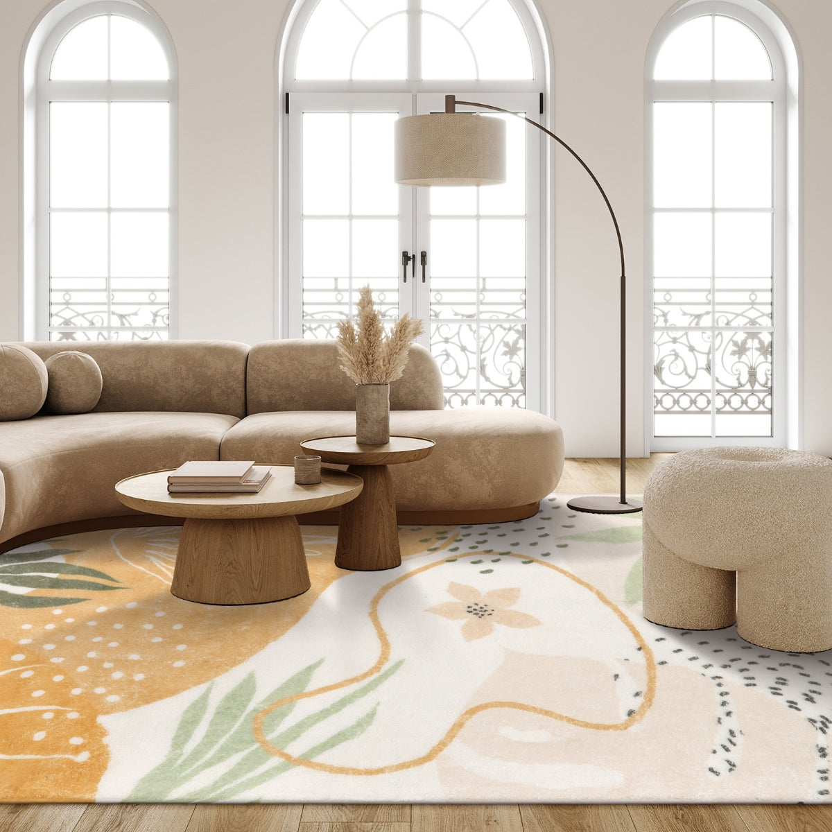 Modern Abstract Forest Botanical Print Kids Area Rug Runner