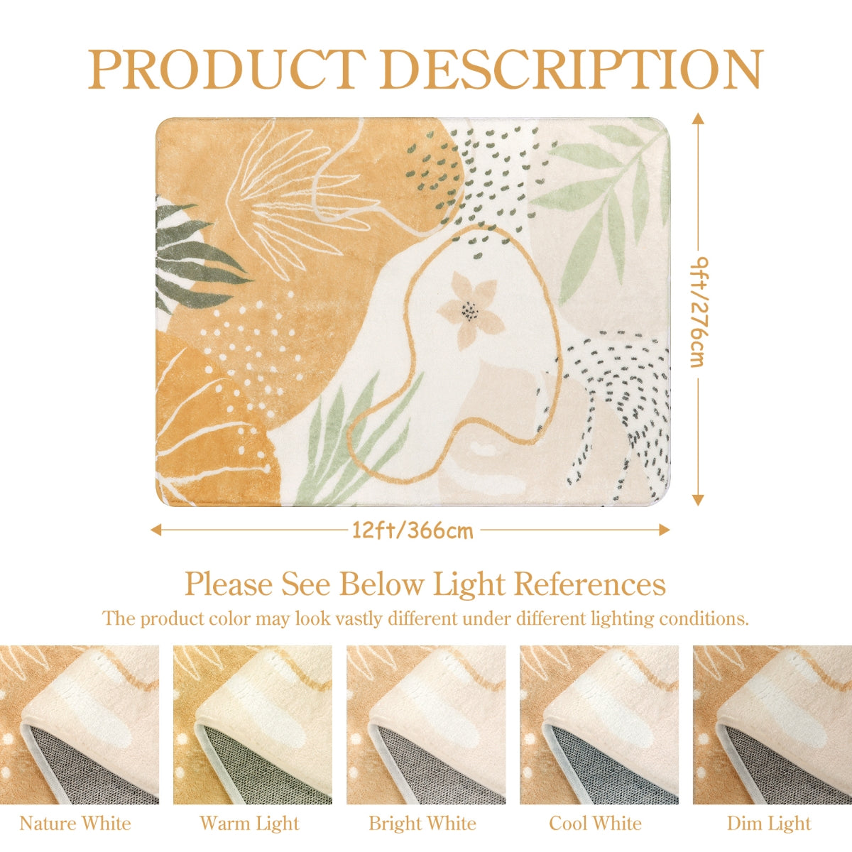 Modern Abstract Forest Botanical Print Kids Area Rug Runner