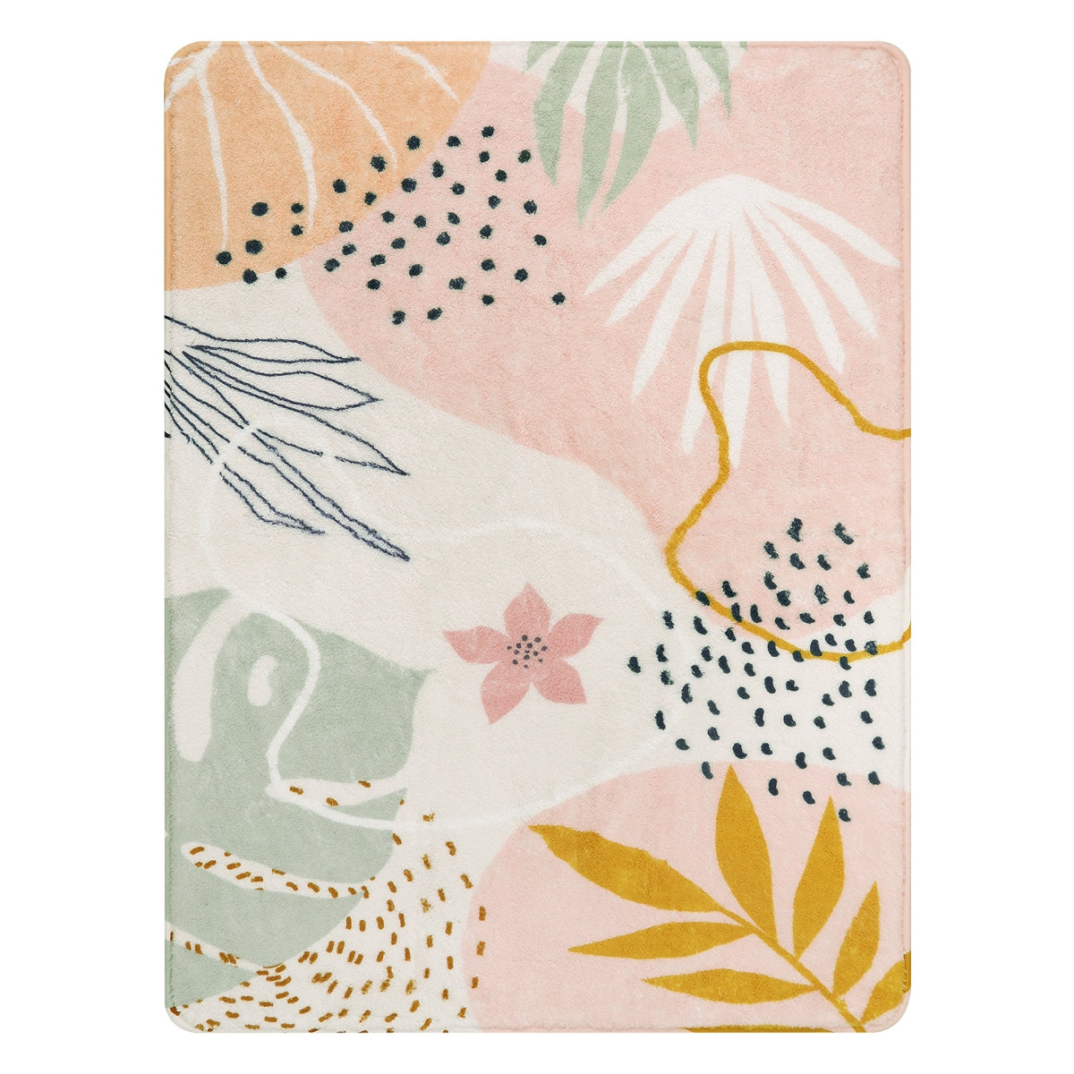 Kiki Washable Modern Botanical Leaf Print Pink Area Rug Area Rugs Lahome