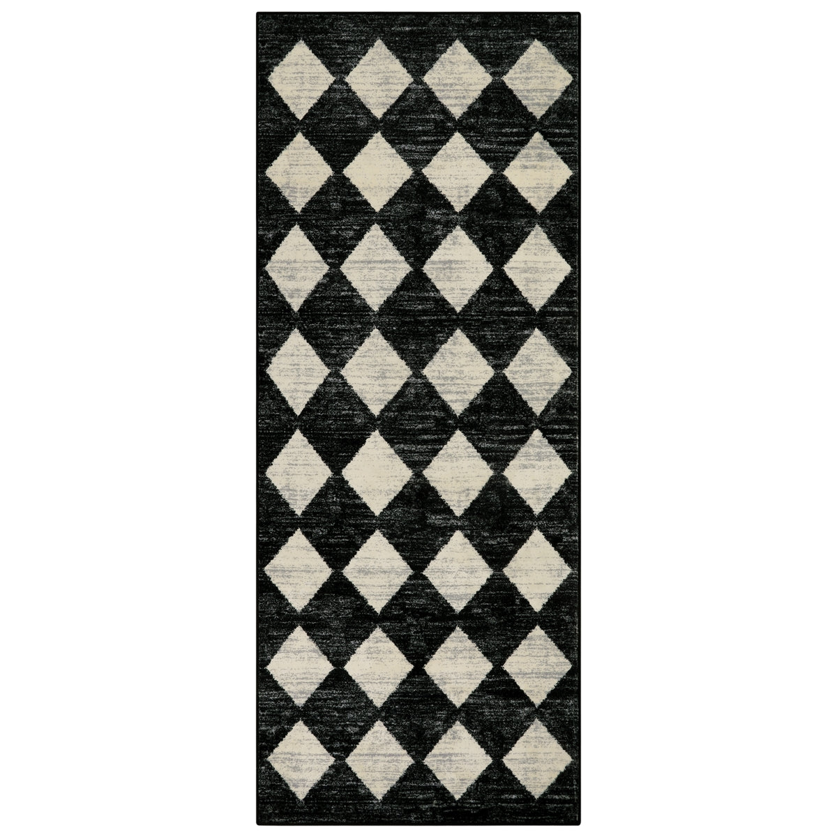 Zelie Washable Modern Geometric Diamond Checkered Black Runner Rug Clearance Rugs Lahome