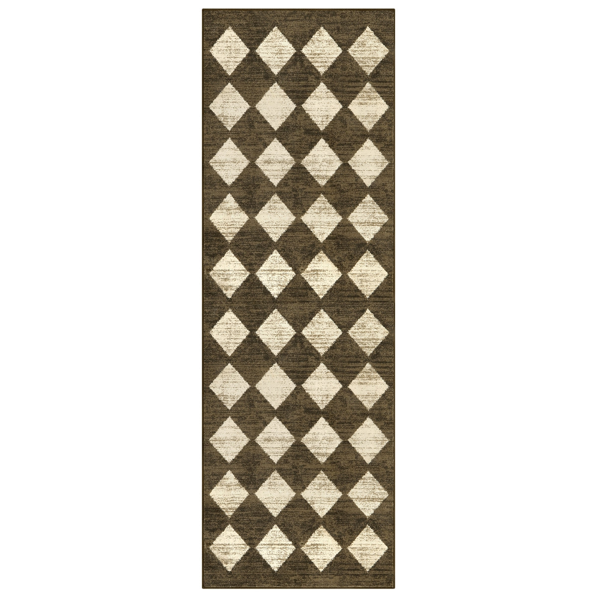Zelie Washable Soft Modern Geometric Diamond Checkered Brown Rug Clearance Rugs Lahome