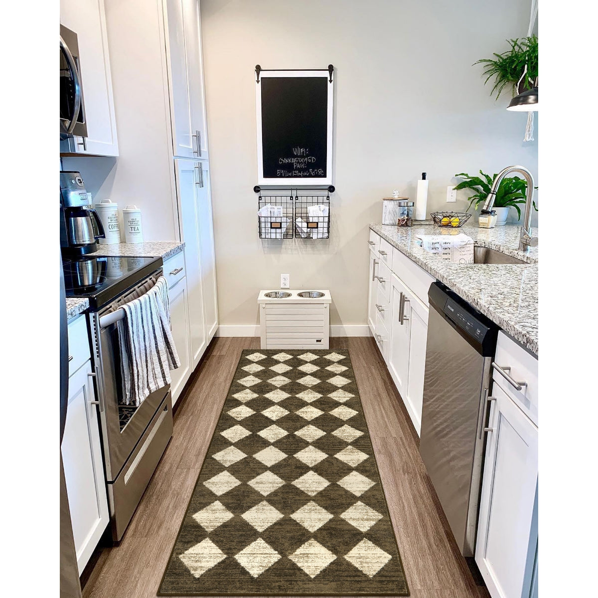 Zelie Washable Soft Modern Geometric Diamond Checkered Brown Rug Clearance Rugs Lahome