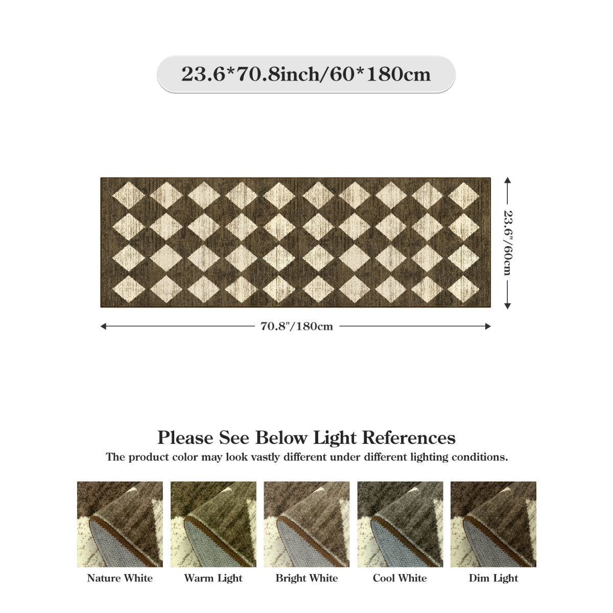Zelie Washable Soft Modern Geometric Diamond Checkered Brown Rug Clearance Rugs Lahome