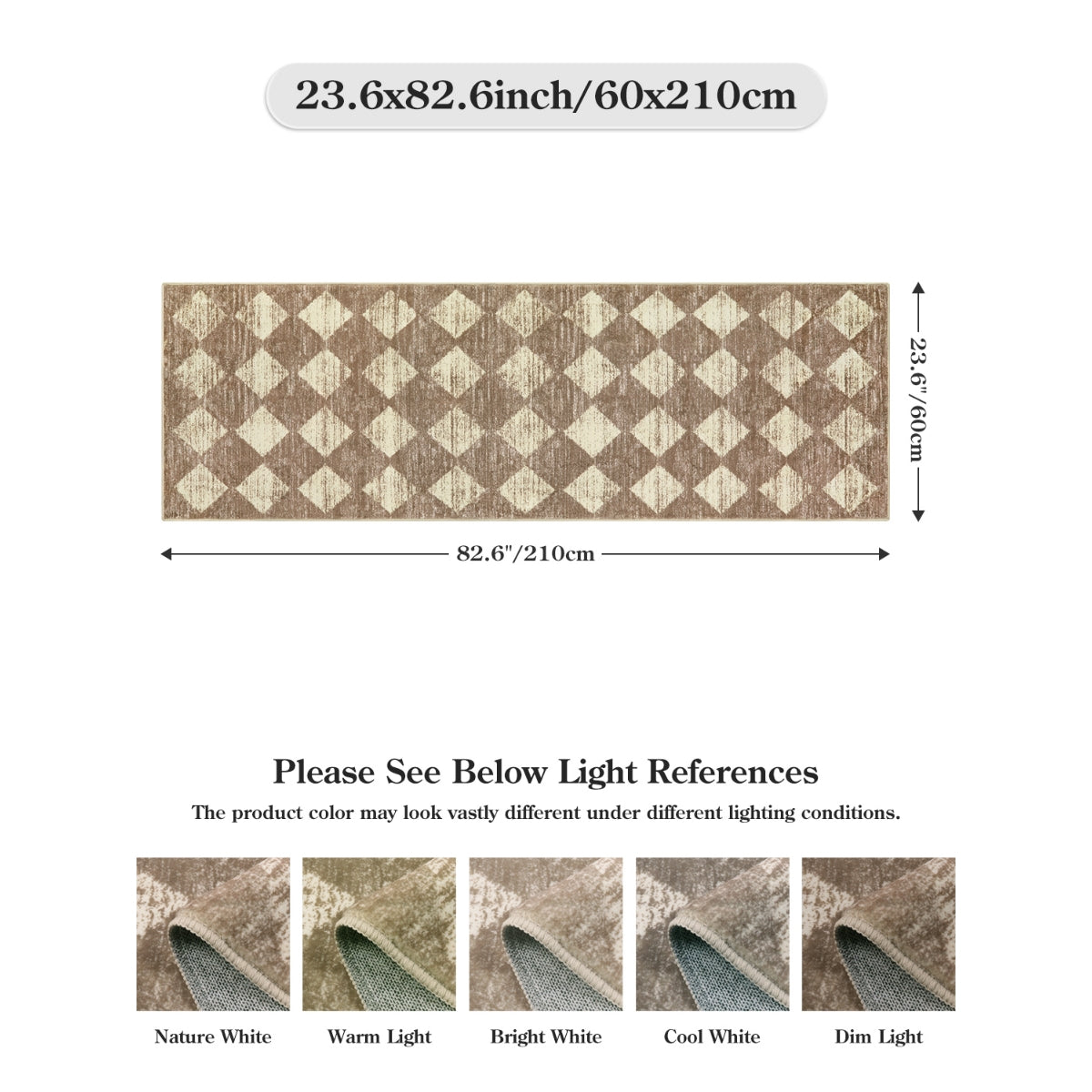 Soft Contemporary Geometric Diamond Checkered Tile Area Rug