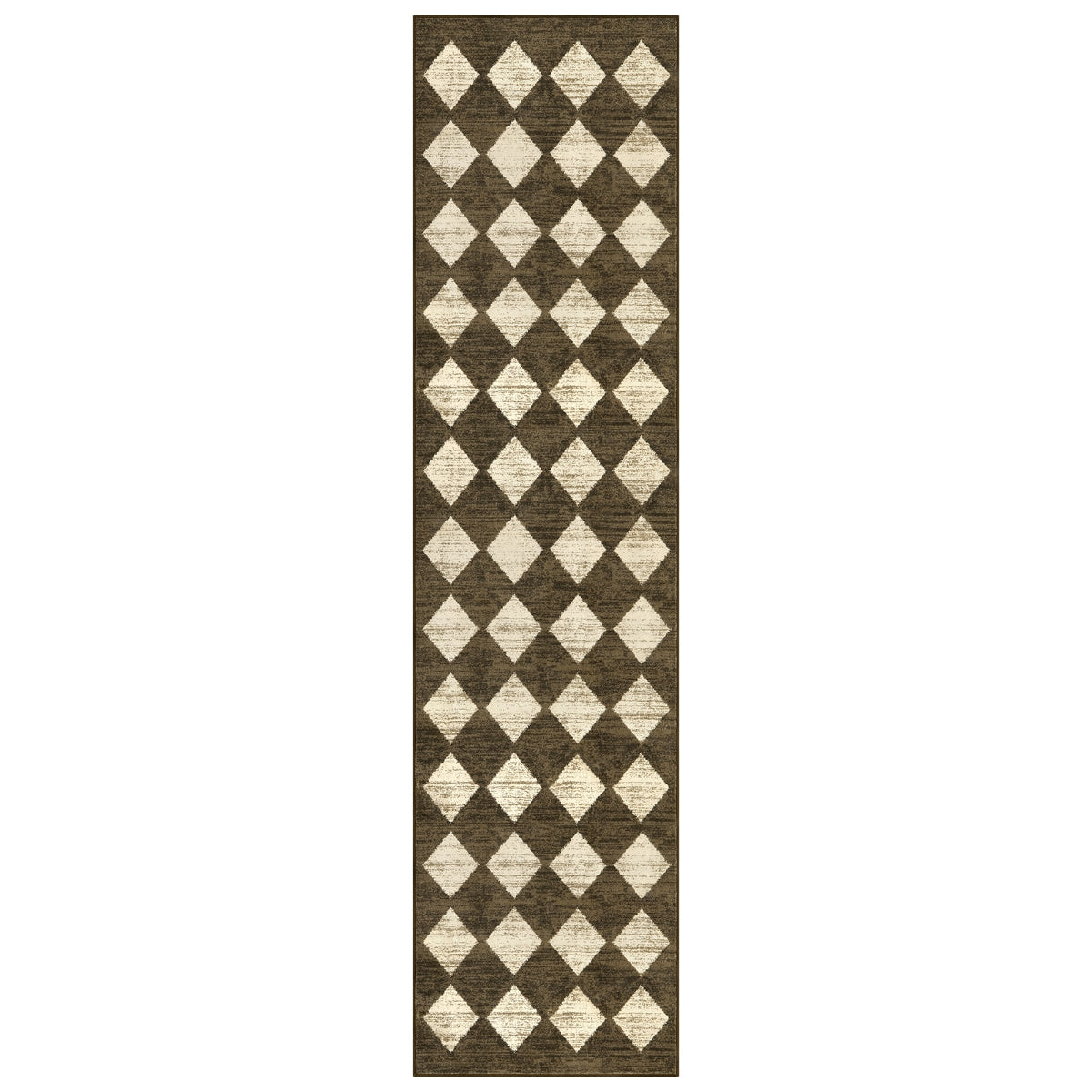 Zelie Washable Soft Modern Geometric Diamond Checkered Brown Rug Clearance Rugs Lahome
