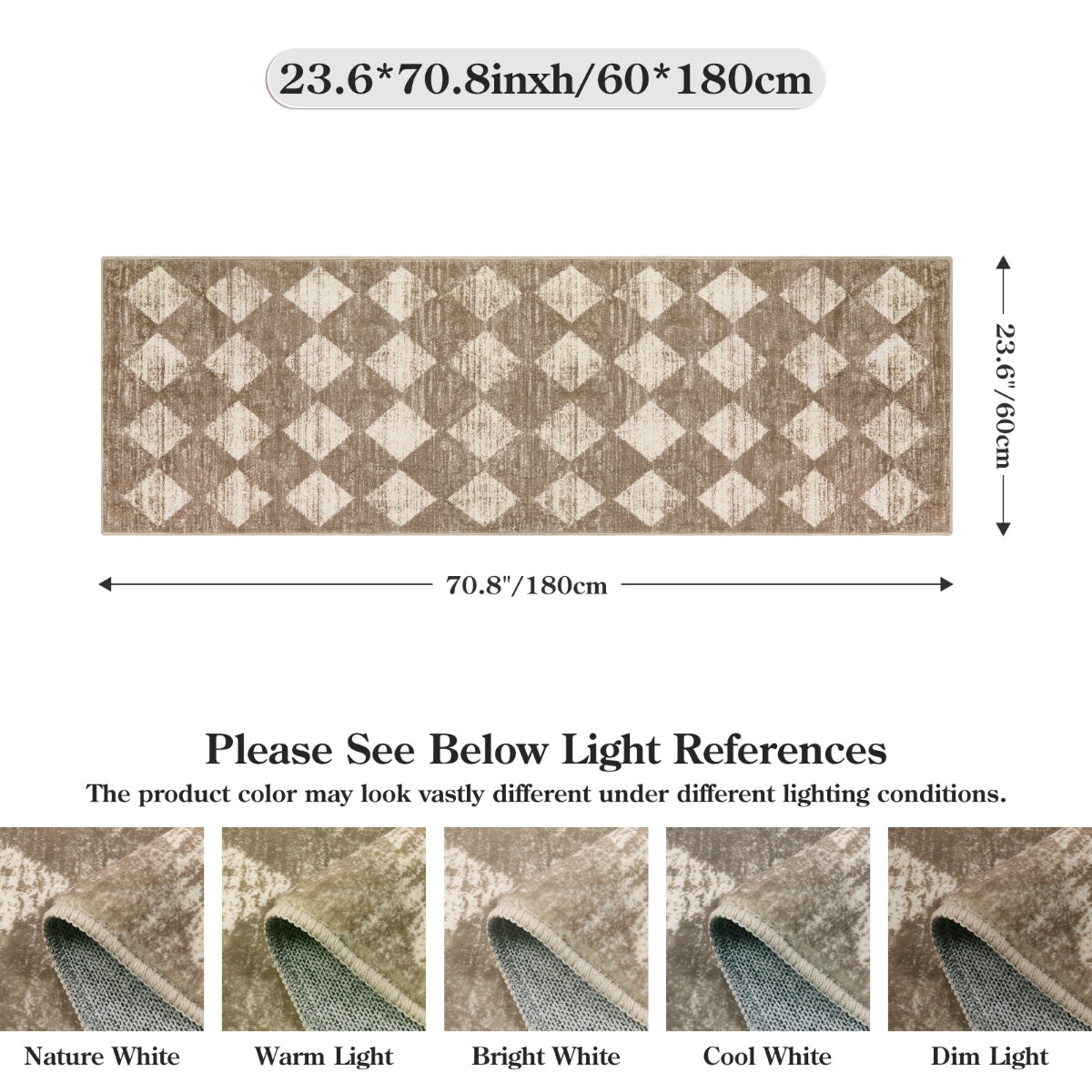 Soft Contemporary Geometric Diamond Checkered Tile Area Rug
