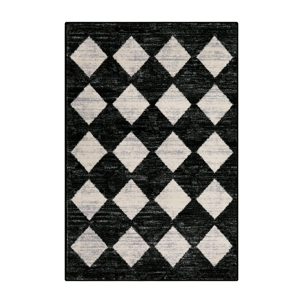Zelie Washable Modern Geometric Diamond Checkered Black Runner Rug Clearance Rugs Lahome