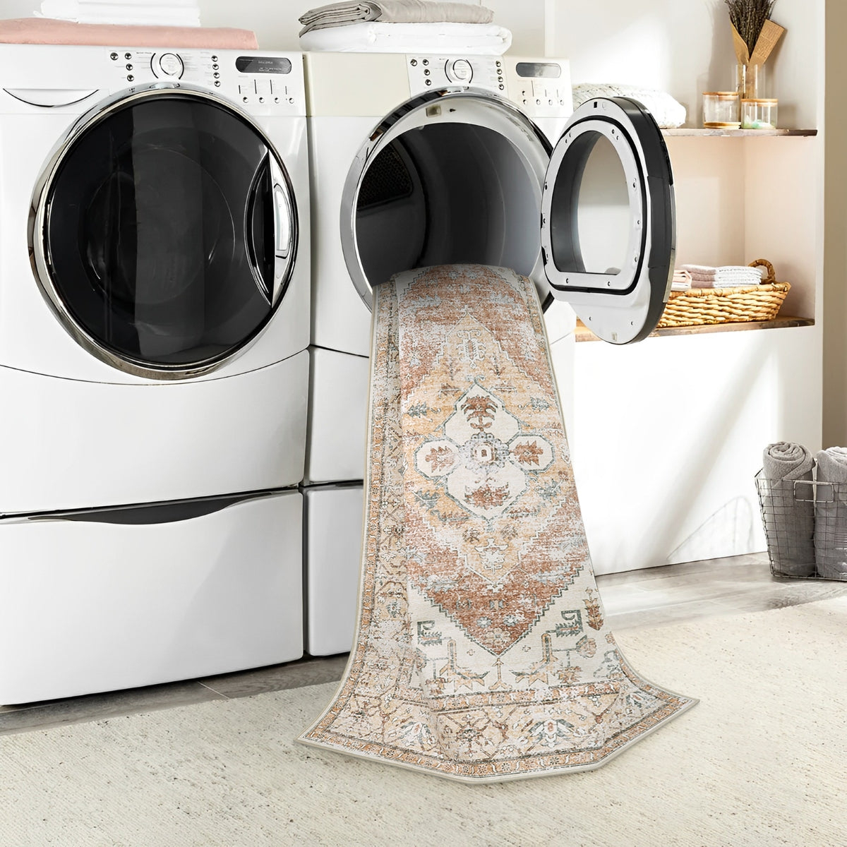 Adelyn Washable Traditional Vintage Distressed Taupe Rug Area Rugs Lahome