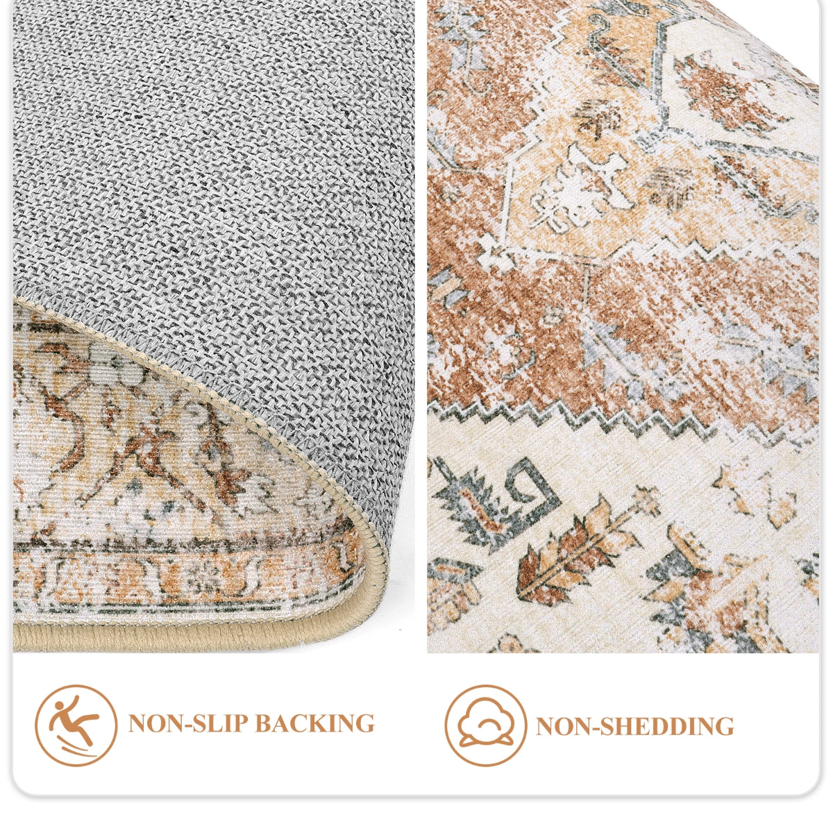 Adelyn Washable Traditional Vintage Distressed Taupe Rug Area Rugs Lahome