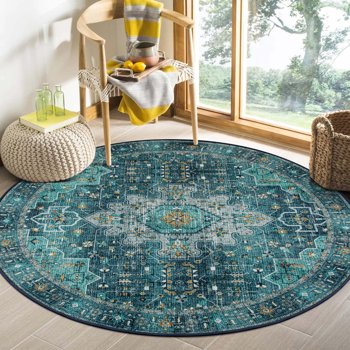 Ultra-Thin Washable Vintage Area Rug