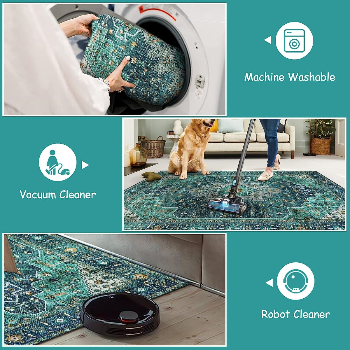 Ultra-Thin Washable Vintage Area Rug