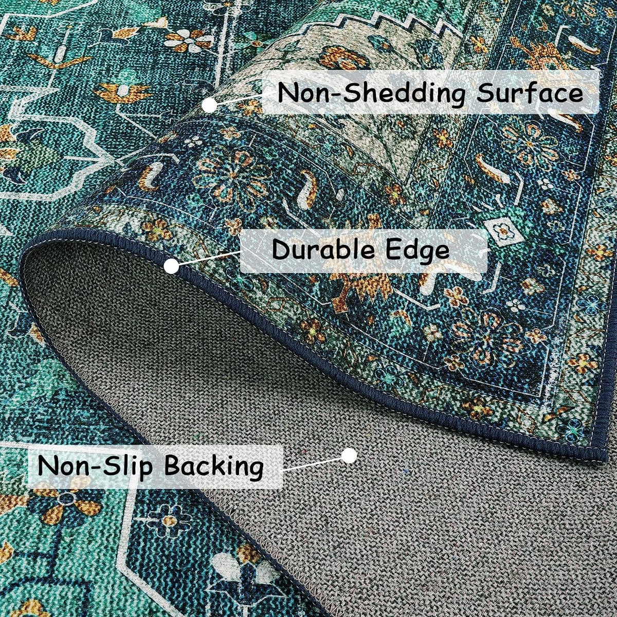 Ultra-Thin Washable Vintage Area Rug