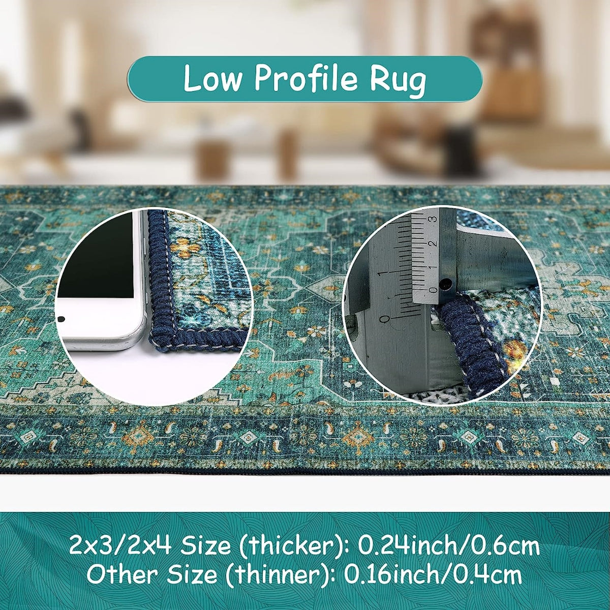 Ultra-Thin Washable Vintage Area Rug