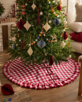 Vichy Christmas Washable Red Gingham Tree Skirt