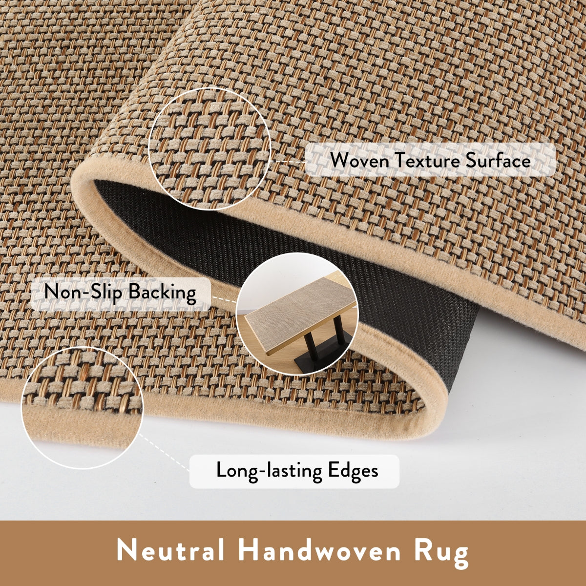 Noe Washable Farmhouse Kitchen Beige/Khaki 2x6 Chenille Runner Area Rugs Lahome