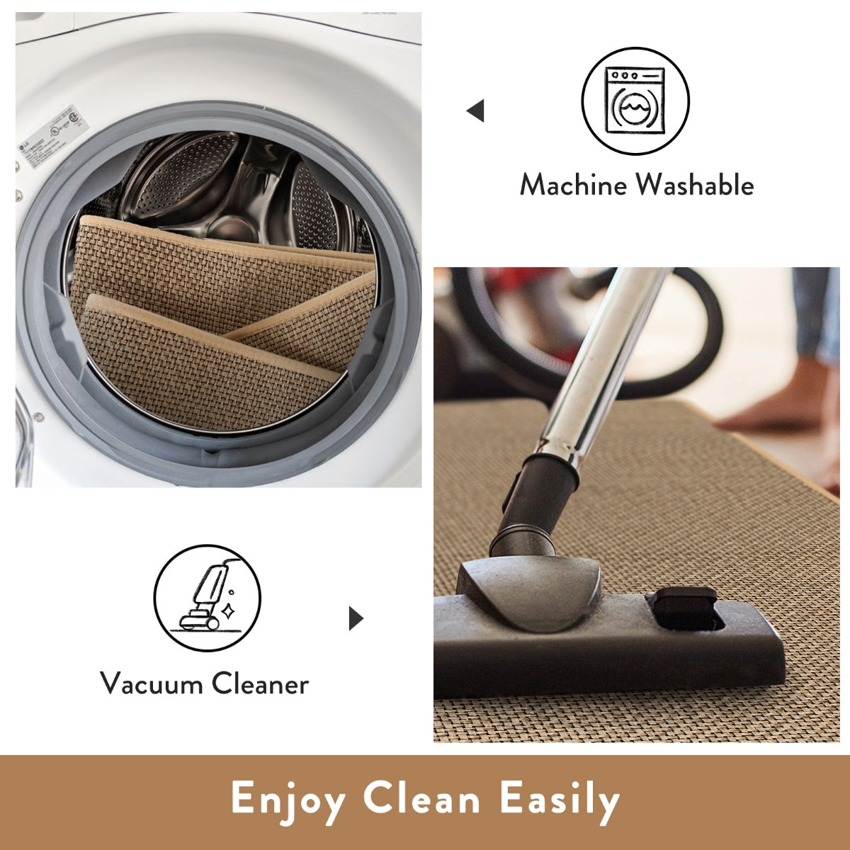 Noe Washable Farmhouse Kitchen Beige/Khaki 2x6 Chenille Runner Area Rugs Lahome