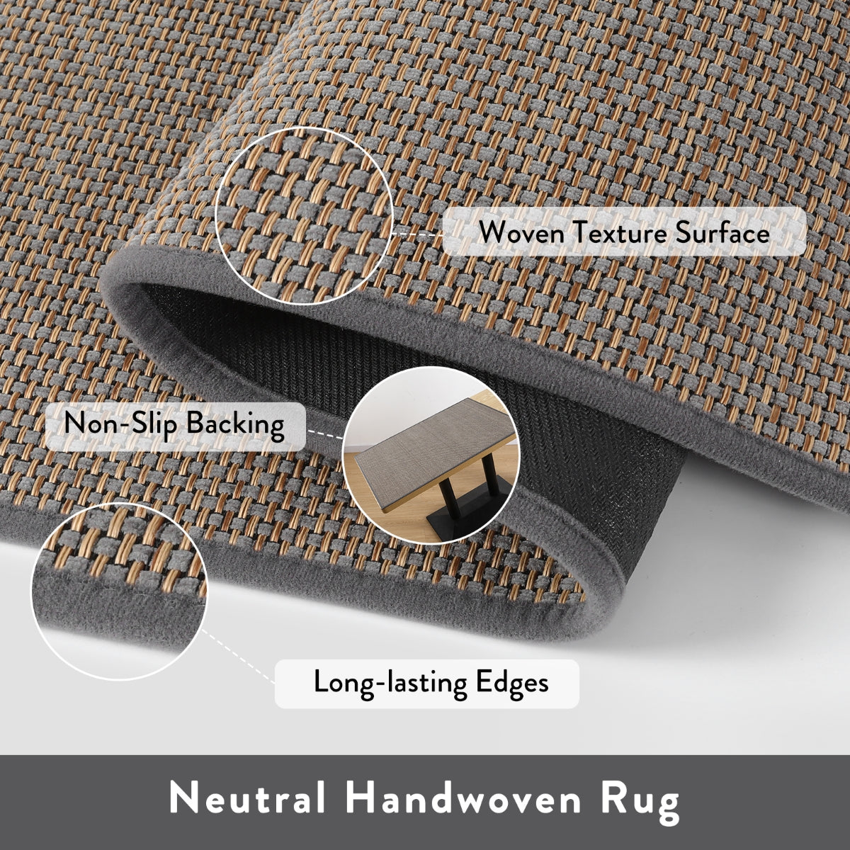 Noe Washable Neutral Farmhouse Kitchen Grey Rug & Runner Area Rugs Lahome