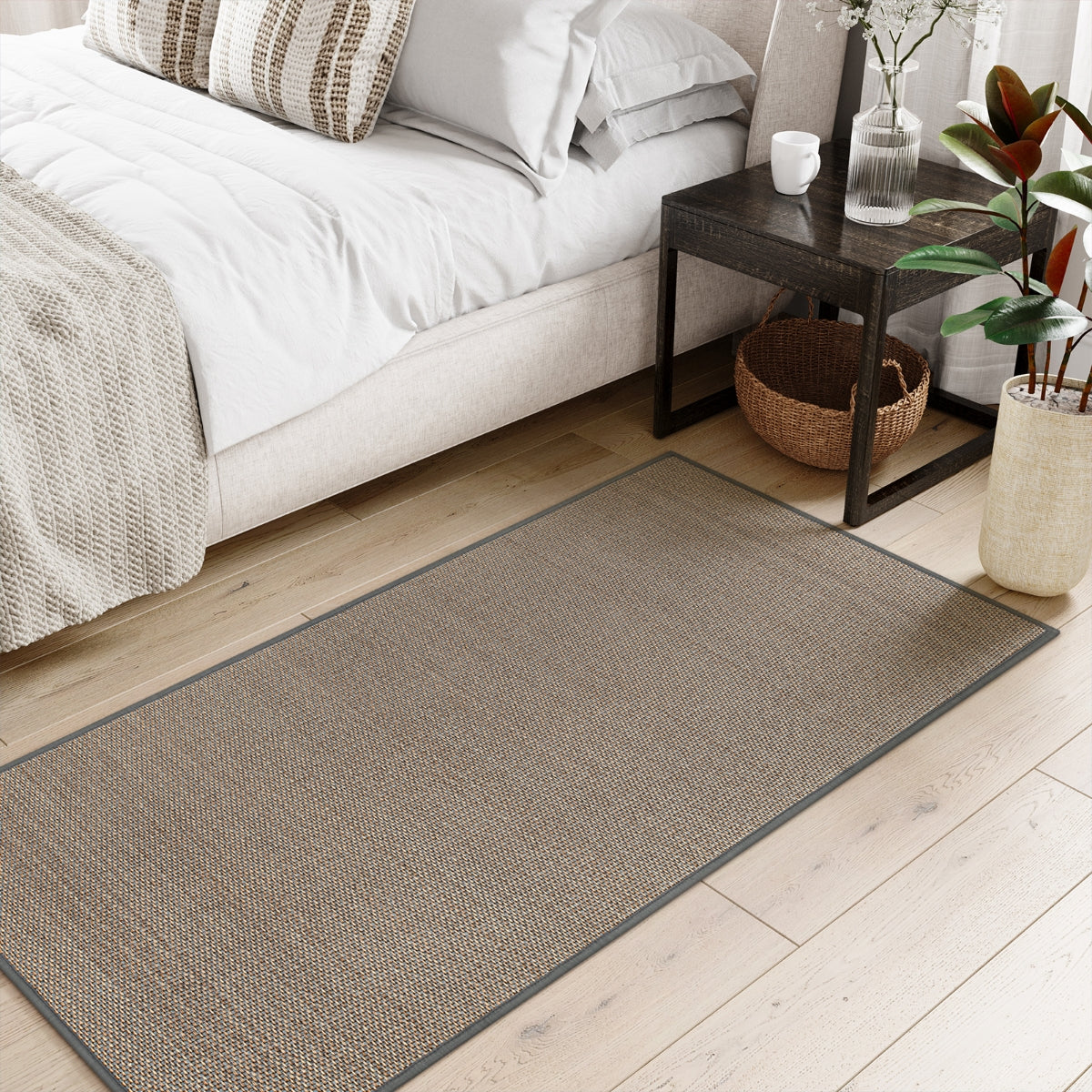Noe Washable Neutral Farmhouse Kitchen Grey Rug & Runner Area Rugs Lahome 2' x 5'