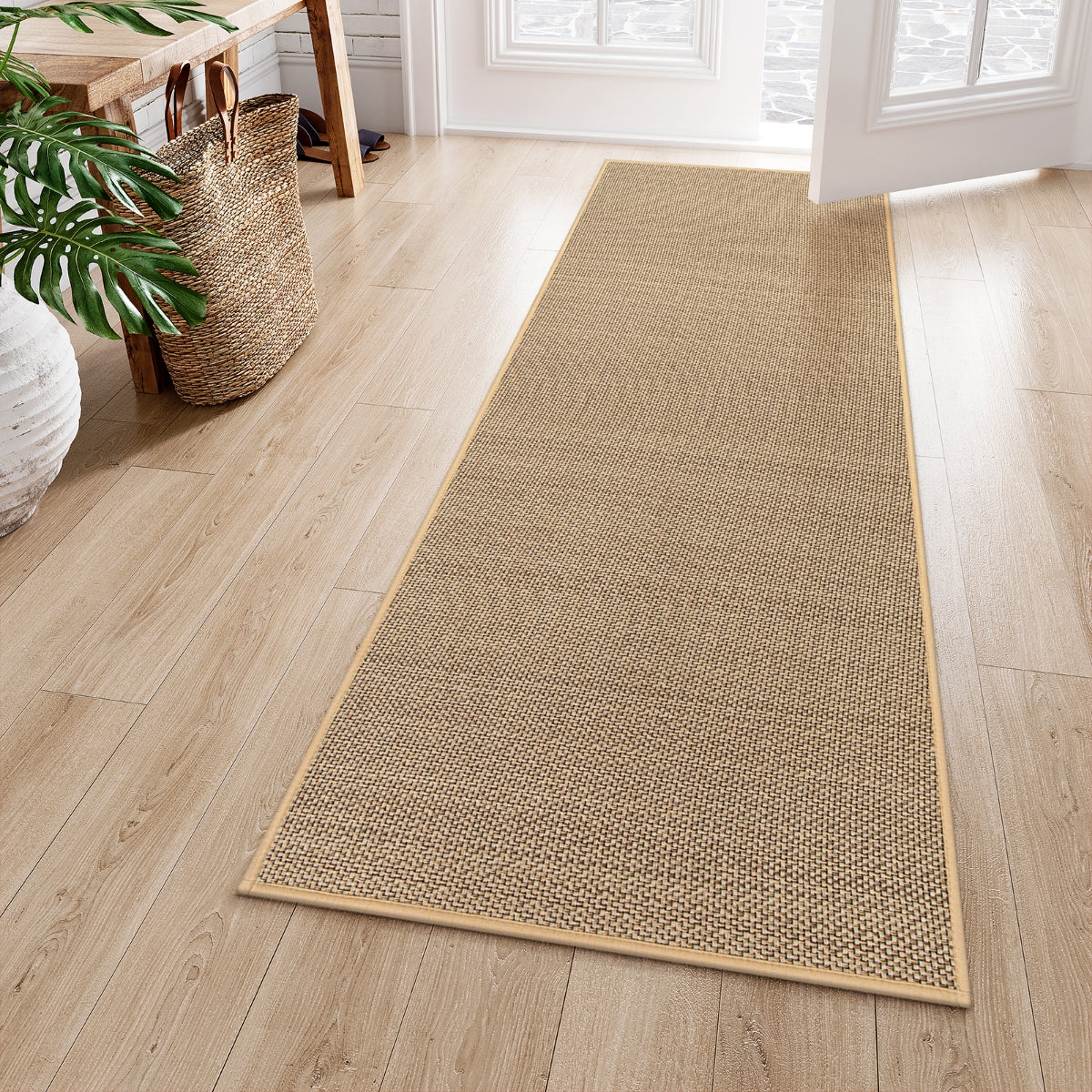 Noe Washable Farmhouse Kitchen Beige/Khaki 2x6 Chenille Runner Area Rugs Lahome