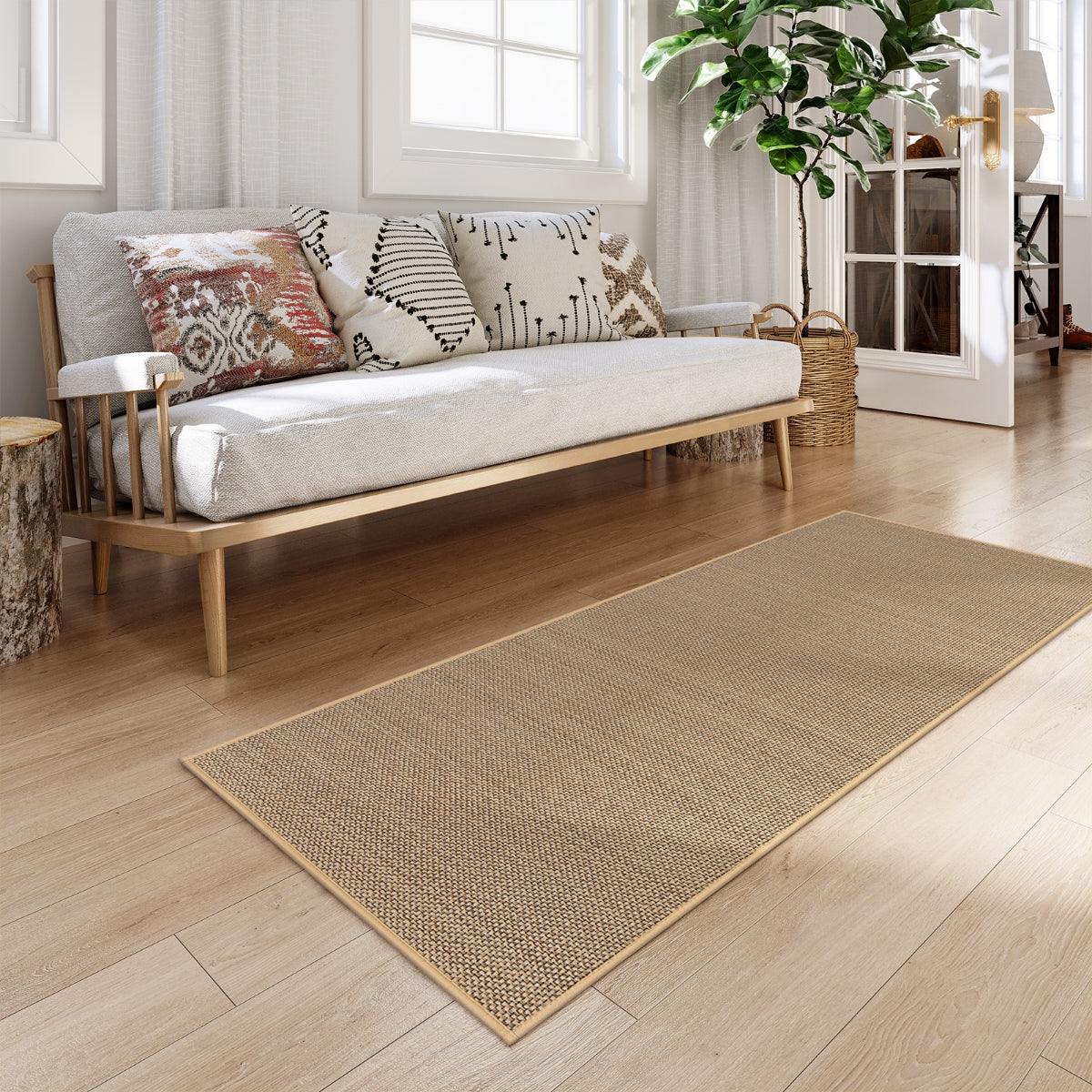 Noe Washable Farmhouse Kitchen Beige/Khaki 2x6 Chenille Runner Area Rugs Lahome
