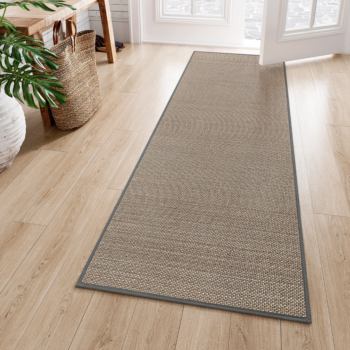 Noe Washable Neutral Farmhouse Kitchen Grey Rug & Runner Area Rugs Lahome 2' x 6'