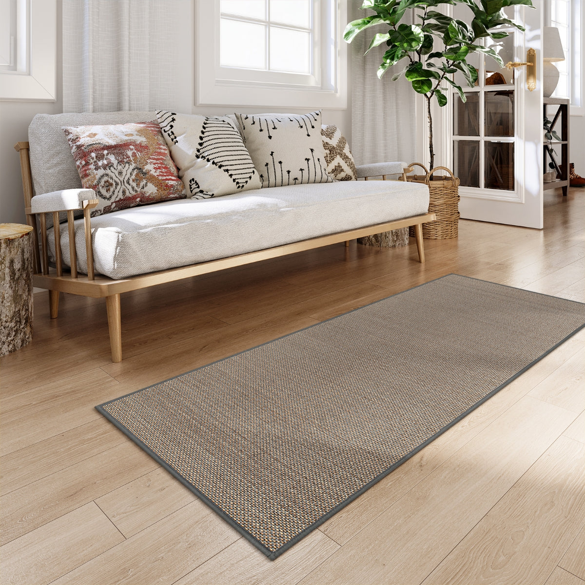 Noe Washable Neutral Farmhouse Kitchen Grey Rug & Runner Area Rugs Lahome