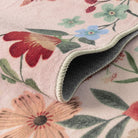 Flore Washable Boho Modern Parisian Floral Scalloped Light Pink Rug Area Rugs Lahome
