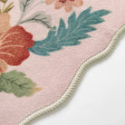 Flore Washable Boho Modern Parisian Floral Scalloped Light Pink Rug Area Rugs Lahome