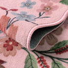 Flore Washable Boho Modern Parisian Floral Scalloped Pink Rug Area Rugs Lahome