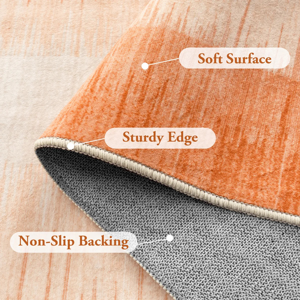 Juliette Washable Modern Gradient Stripe Orange Runner Rug Area Rugs Lahome