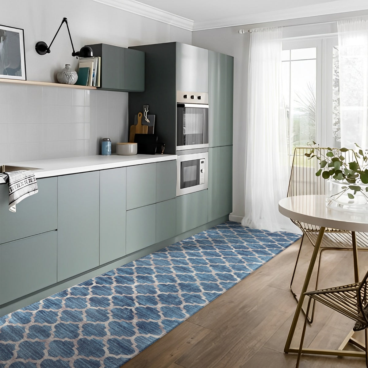 Meline Washable Classic Moroccan Trellis Fathom Blue Rug Clearance Rugs Lahome