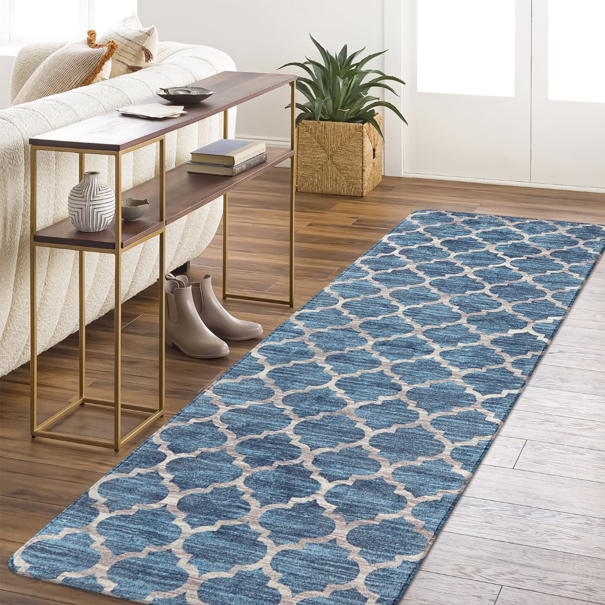 Meline Washable Classic Moroccan Trellis Fathom Blue Rug Clearance Rugs Lahome