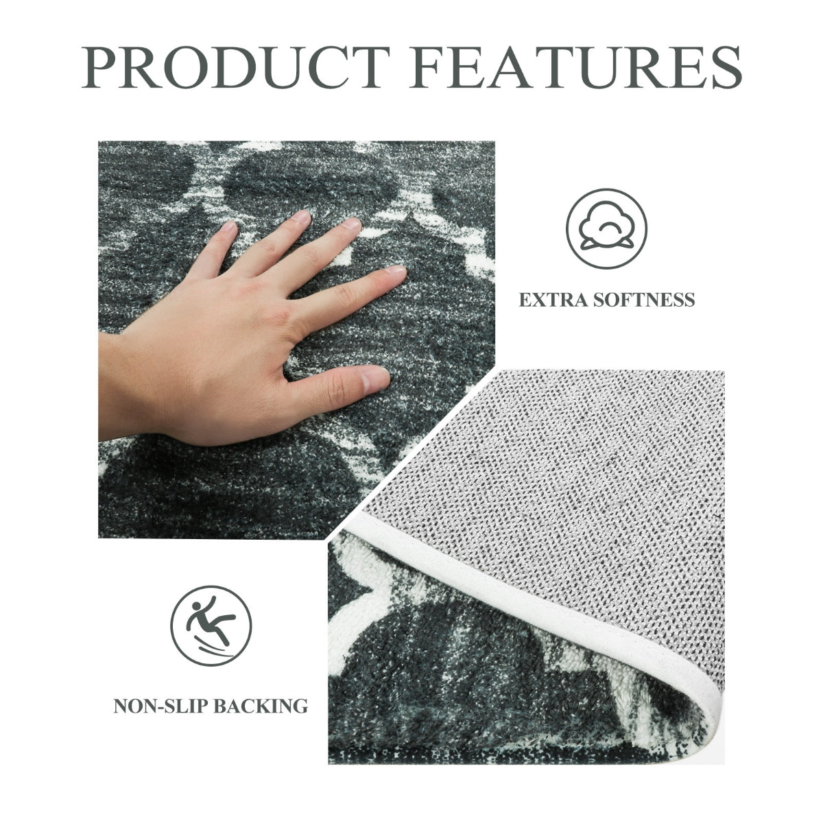 Clearance Meline Washable Classic Moroccan Trellis Dark Grey Rug Clearance Rugs Lahome