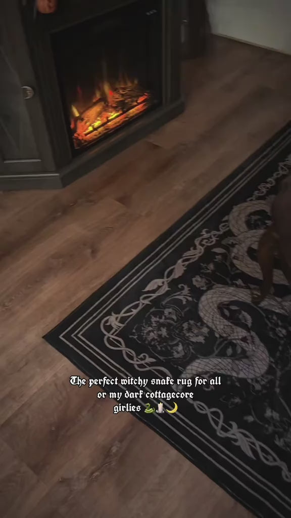 Serpente Washable Mystical Snake Black Rug Area Rugs Lahome