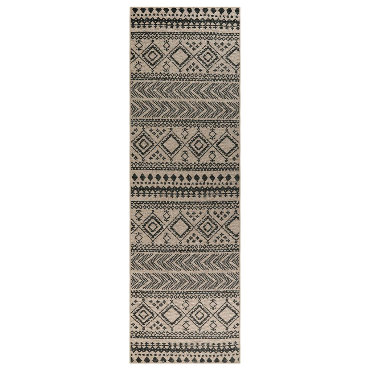 Timeless Washable Boho Easy Jute Indoor/Outdoor Rug Easy Jute Area Rug Lahome Black/Nature 2'6" x 8'