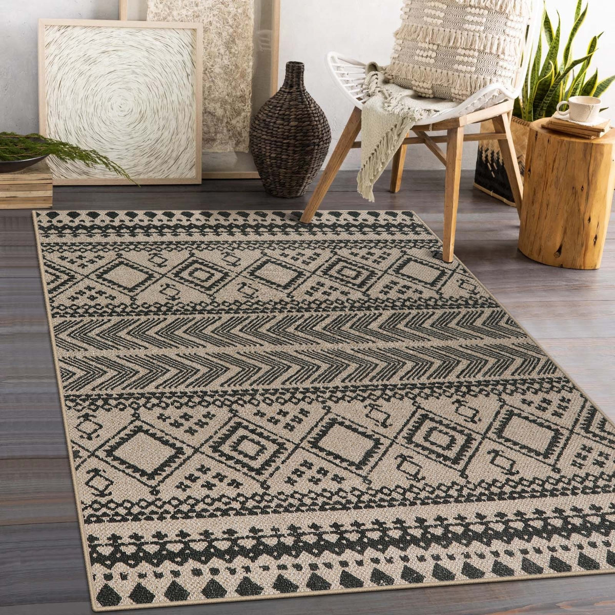 Timeless Washable Boho Easy Jute Indoor/Outdoor Rug Easy Jute Area Rug Lahome