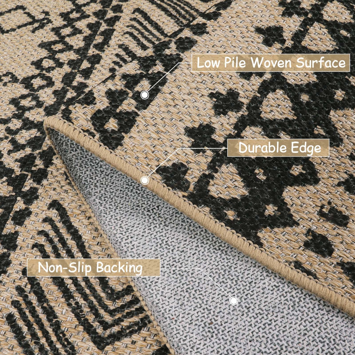 Timeless Washable Boho Easy Jute Indoor/Outdoor Rug Easy Jute Area Rug Lahome