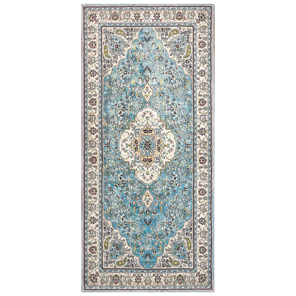 Agnes Washable Boho Floral Medallion Light Blue Rug Clearance Rugs Lahome