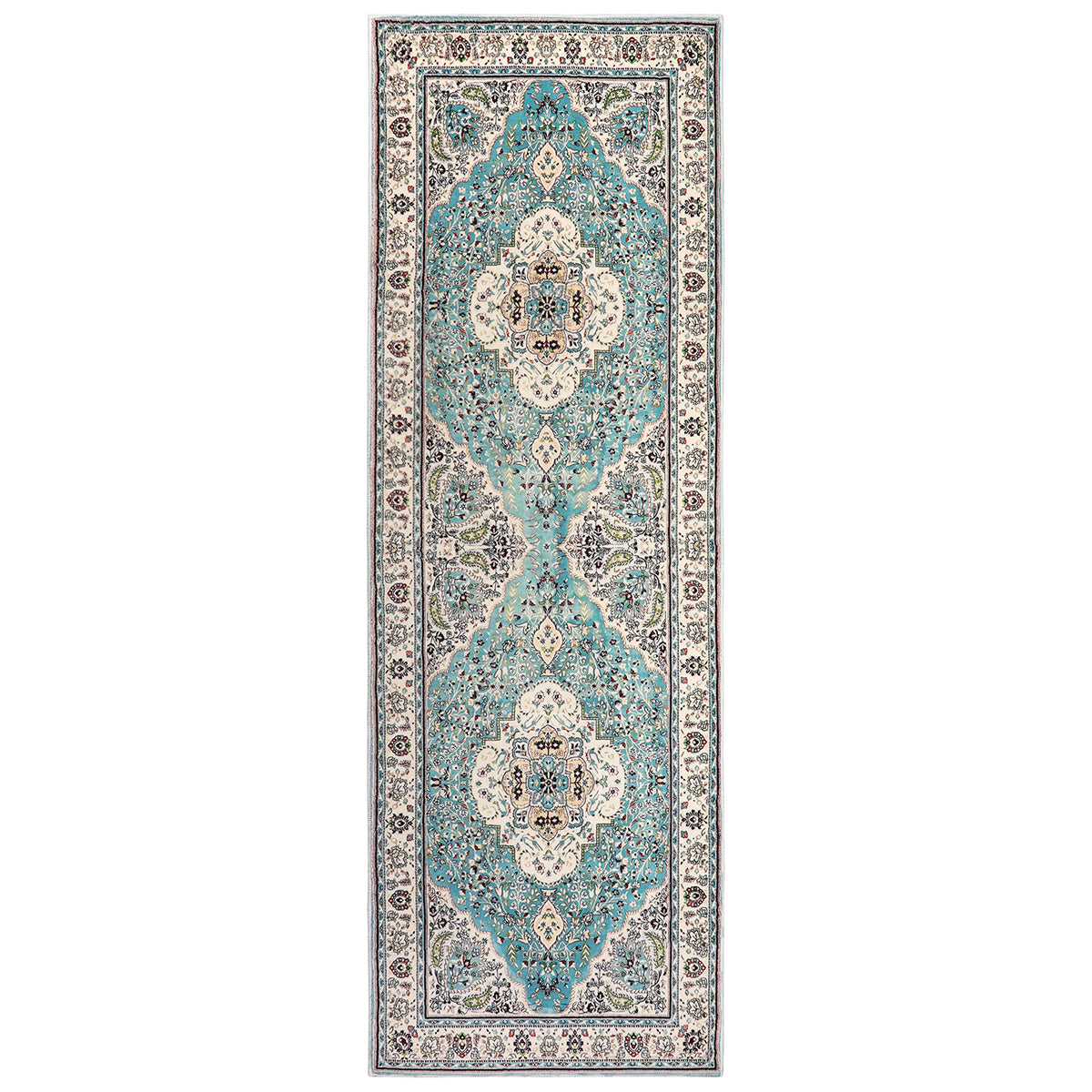 Agnes Washable Boho Floral Medallion Light Blue Rug Clearance Rugs Lahome