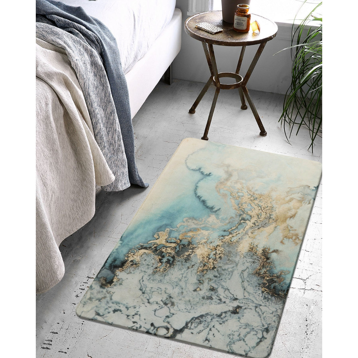 Deniz Washable Marble Ocean Wave Rug Area Rugs Lahome